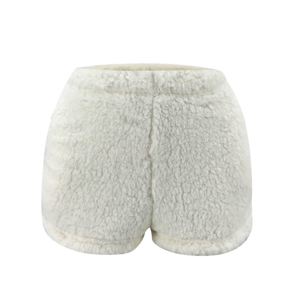 NWT White Cropped Two Piece Sherpa Lounge Set - Picture 5 of 6